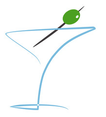 Cocktail with olive Illustration (drawing color)