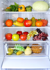 Fototapeta na wymiar Refrigerator full of food