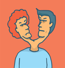 Two headed man fighting