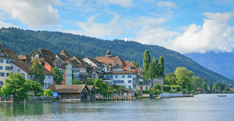 Zug cityscape on a cloudy day