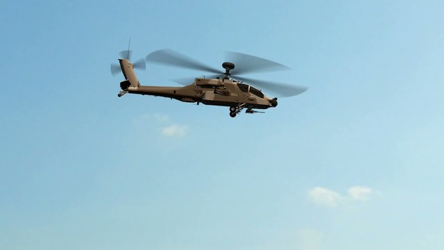 Military Helicopter Boeing AH-64 Apache the overflight