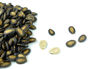 Black Melon Seeds on white background