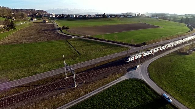 Luftaufnahme Eisenbahn SBB Schweiz