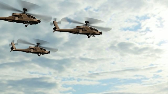 Military Helicopter Boeing AH-64 Apache the overflight