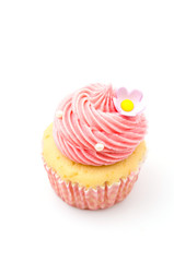 Vanilla cupcakes isolated white background