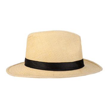 Summer panama straw hat isolated on white