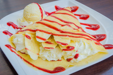 Strawberry crepe dessert