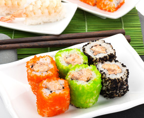 Sushi maki and shrimp sushi