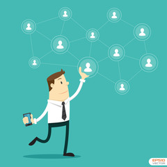 Businessman and Social network