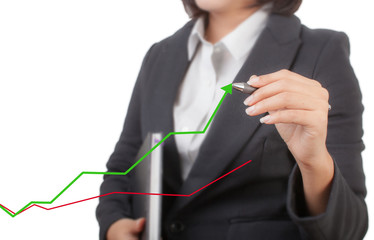 businesswoman drawing business graph