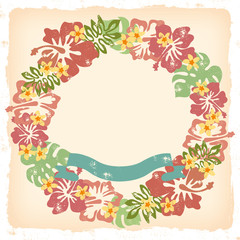 ハイビスカス_レトロ_丸