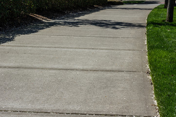 Obraz premium Concrete sidewalk in a grassed park
