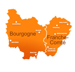 régions bourgogne et franche comté avec préfectures