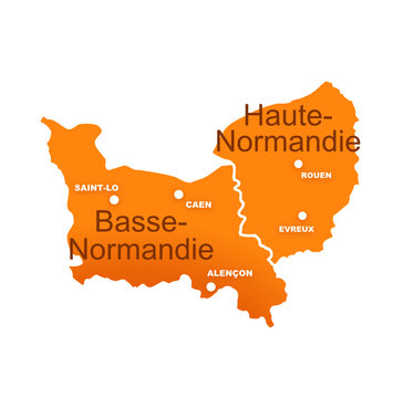 régions haute normandie et basse normandie avec préfectures