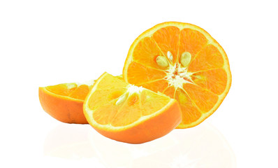 Half of juicy fresh orange isolated on white background