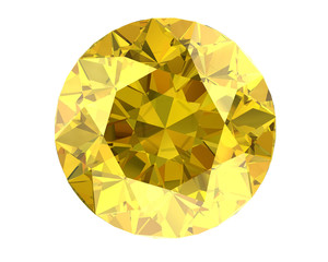 Yellow diamond on white background (high resolution 3D image)