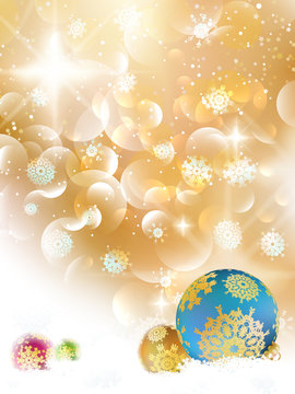 Christmas background with baubles and copyspace.
