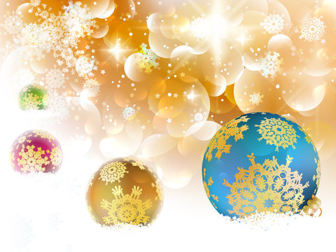 Christmas background with baubles and copyspace.