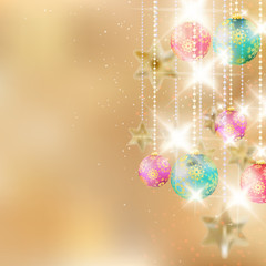 Christmas background with baubles.