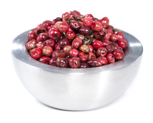Isolated Pink Peppercorns (in a bowl)