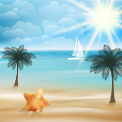 Fototapeta na wymiar Tropical paradise beach with Starfish