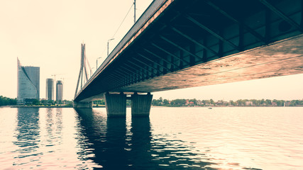 Obraz na płótnie Canvas Most wantowy całej D¼winy w Rydze, Łotwa.