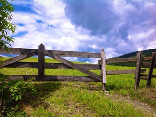 Fototapeta premium alpine wooden fence in South Tyrol