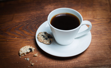 Cup of espresso and cookies.