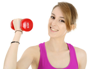 Teenager beim Kraftsport mit Hantel und Gewichten