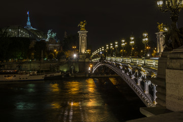 Pont Alexandre III and Grand Palais at night