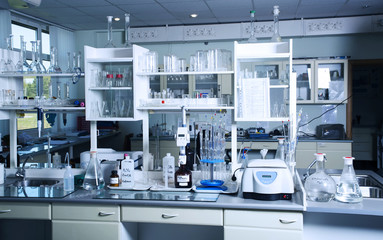 Fototapeta Chemical laboratory background. Laboratory concept. obraz