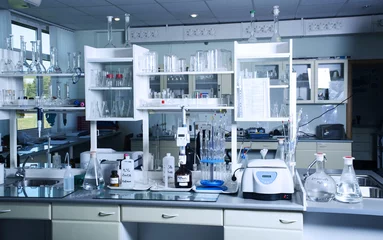 Foto op Plexiglas Chemical laboratory background. Laboratory concept. © katrin_timoff