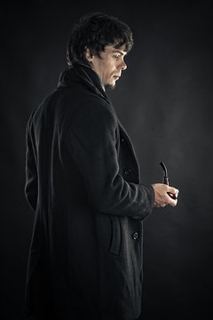 a young man in the image of Sherlock