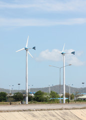 Wind turbines in running.