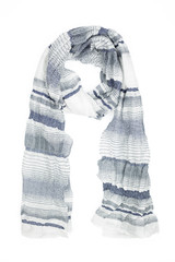 Linen scarf in gray and white stripes