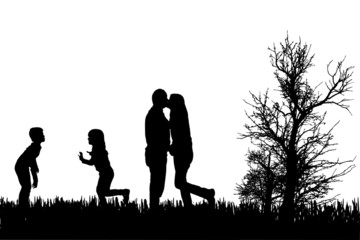 Vector silhouette of family.