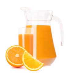 Orange fruit juice in glass jug