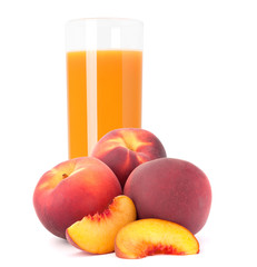 Peach fruit juice in glass