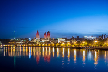 Night photo of Baku Azerbaijan