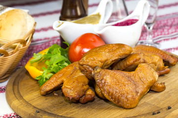 chicken wings on the table in a restaurant
