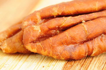 Close up view of the pecan nuts.