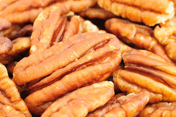 Close up view of the pecan nuts.