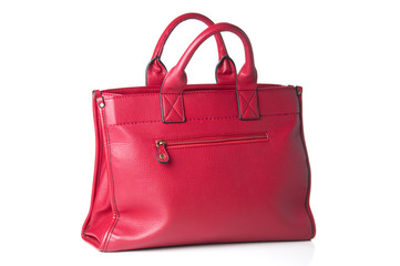 Naklejka premium Red woman bag on white background
