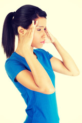 Woman with headache or problem