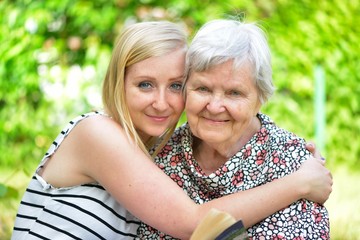 Grandmother and granddaughter. Happy family.