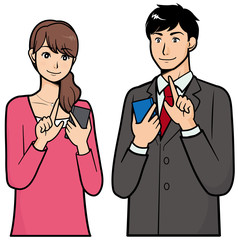 スマホを使う男女