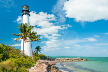 Famous lighthouse at Key Biscayne, Miami - 65902534