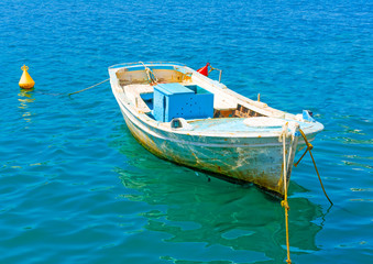 Fototapeta na wymiar Beatiful Greek fishing boat at Poros island in Greece