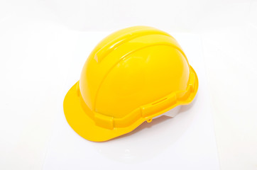 Fototapeta premium Yellow safety helmet isolate on white background