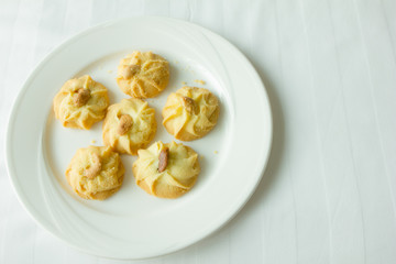 baked almond butter cookies on dish